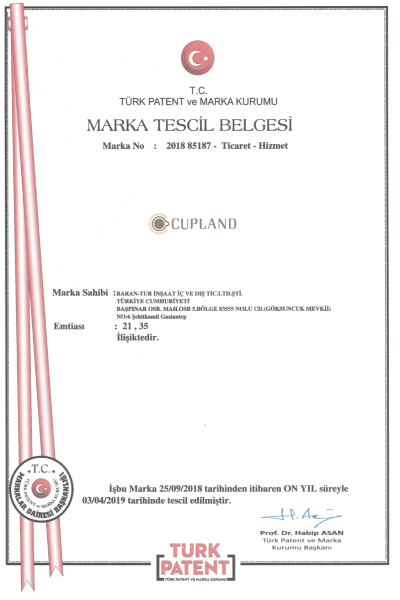 Cupland Trademark Registration Certificate