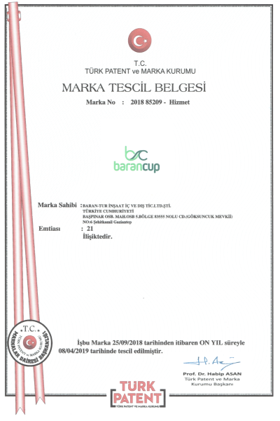 Barancup Trademark Registration Certificate